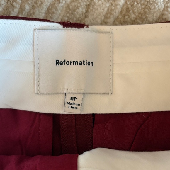 Reformation Petites Alex Mid Rise Burgundy Wide Leg Trousers Size 0P - Picture 4 of 5
